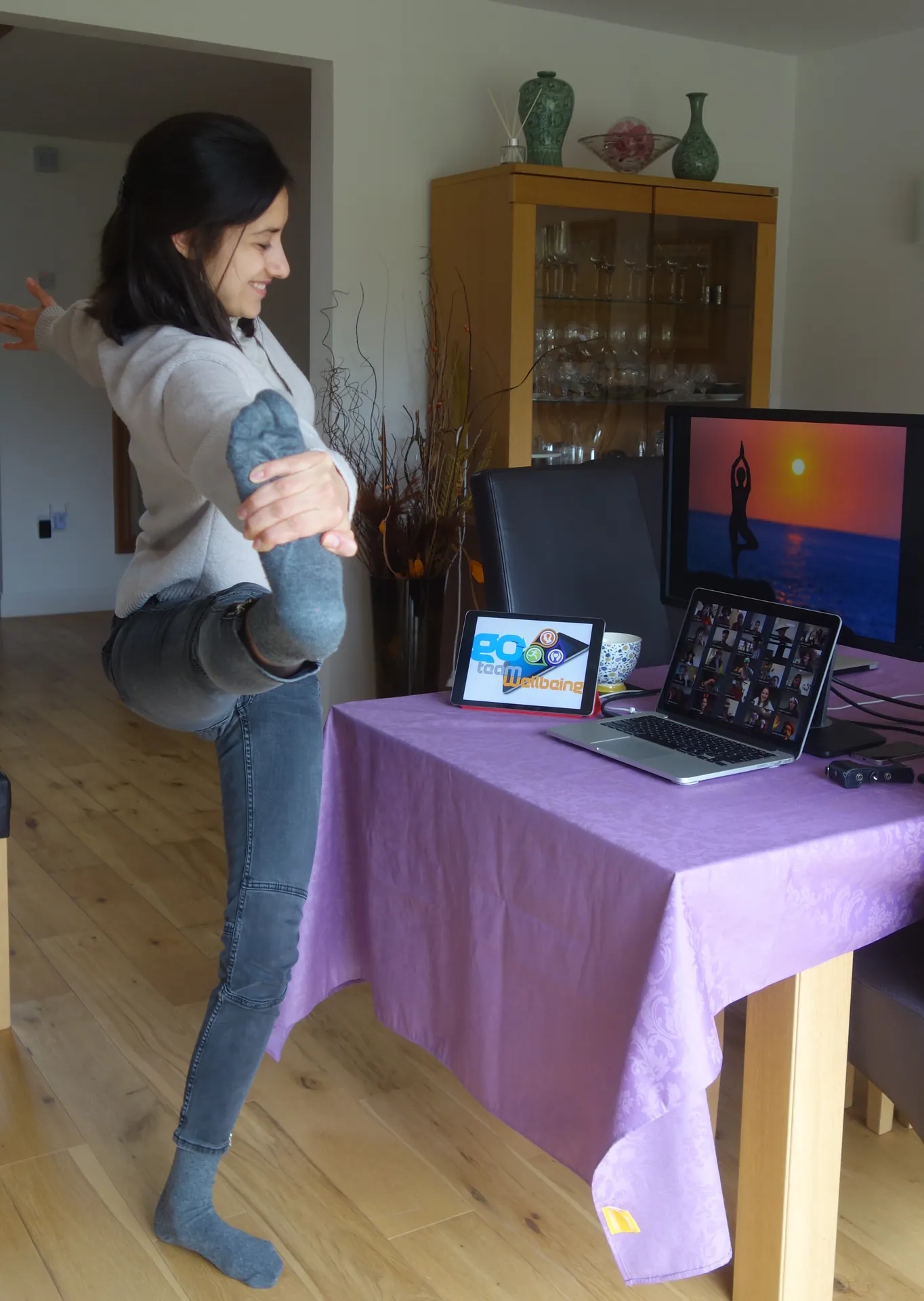 Equipo remoto durante Team Wellbeing Online, actividad de integración en línea