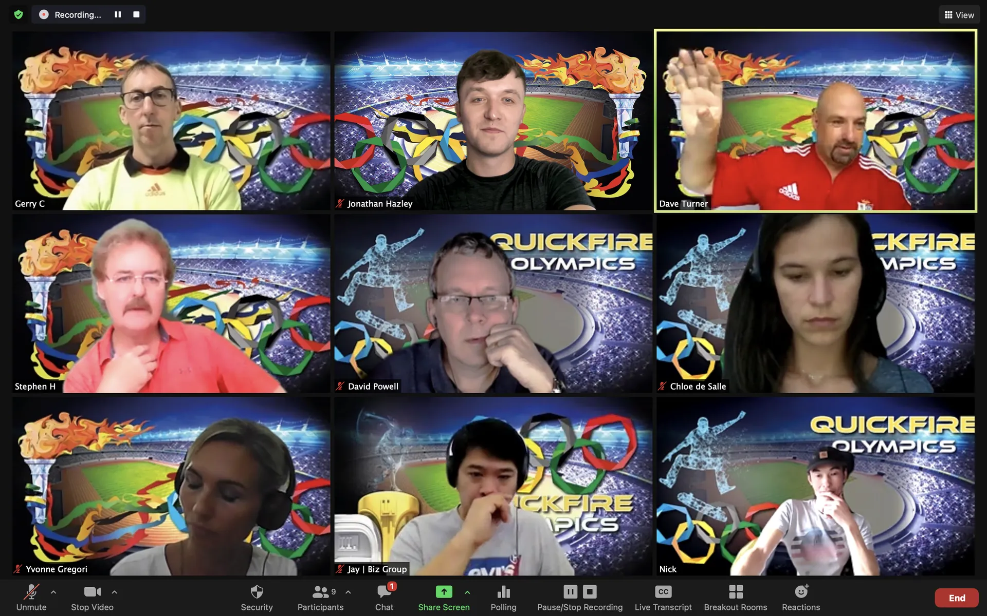Participantes conectados en Quickfire Olympics Online