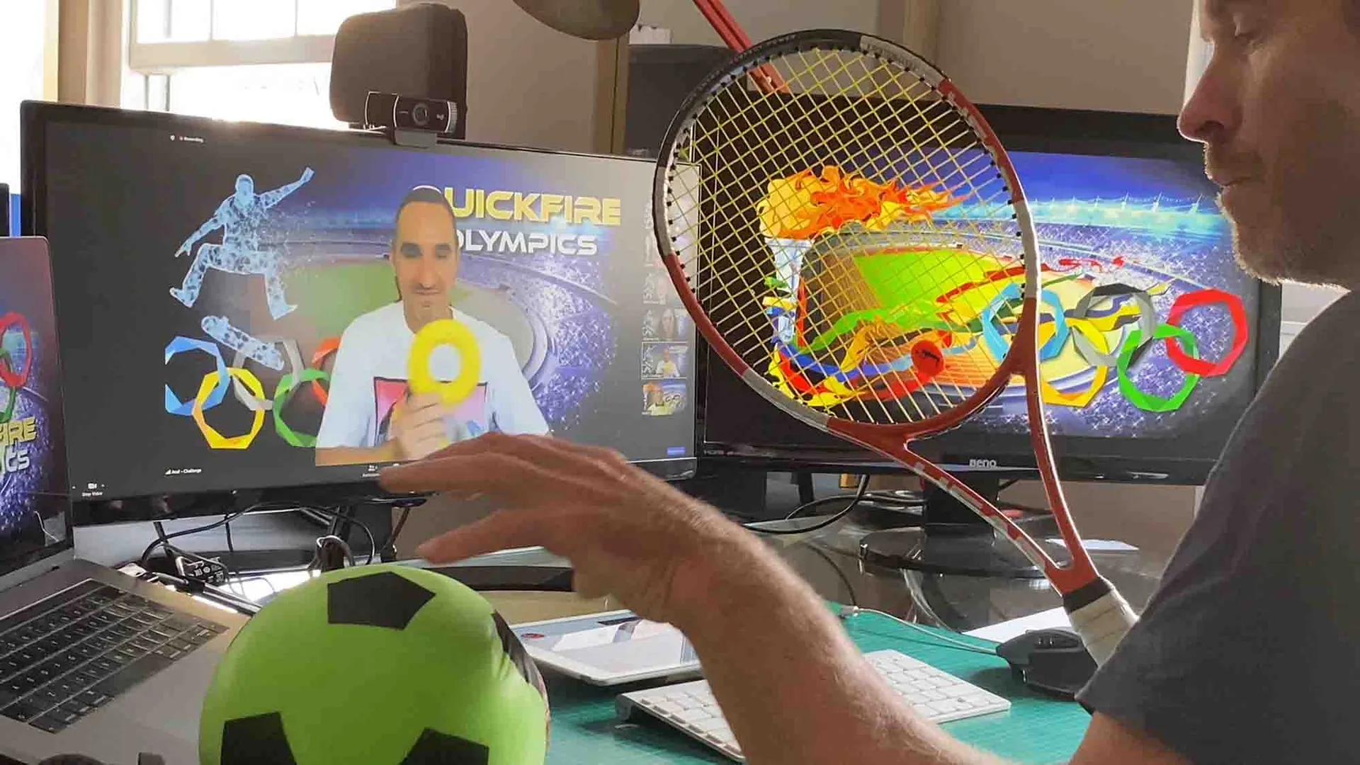 Equipo remoto durante Quickfire Olympics Online, actividad de integración en línea