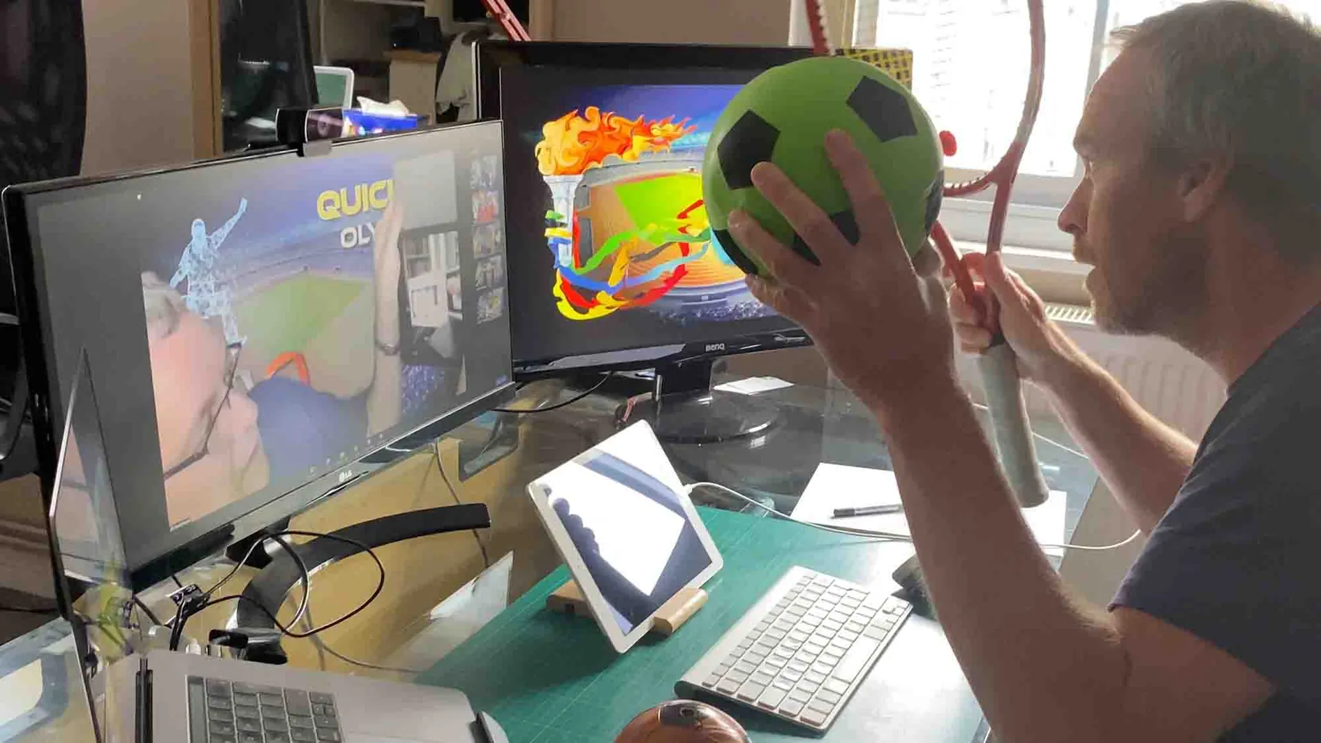 Colaboradores jugando Quickfire Olympics Online a distancia