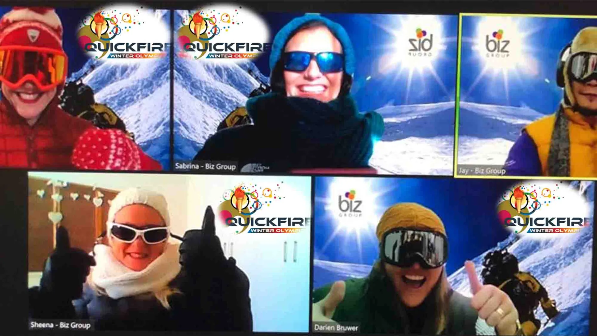 Colaboradores jugando Quickfire Winter Olympics Online a distancia