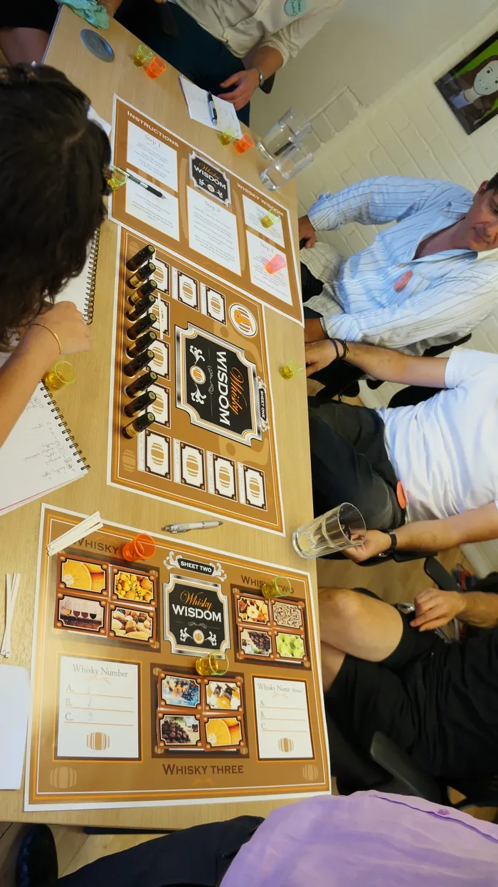 Equipo corporativo durante Whisky Wisdom, actividad de integración